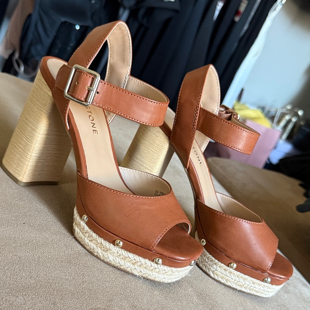 Sun + Stone Brown Platform Sandals - image 2